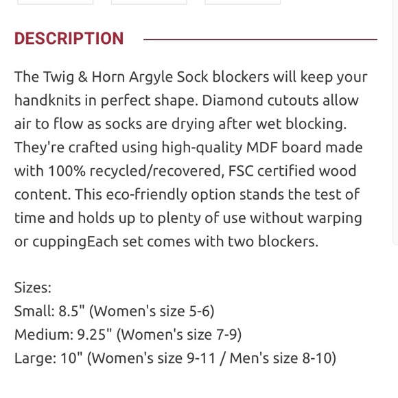 KNITTING SOCK BLOCKERS by Twig & Horn Sz M - Picture 7 of 9